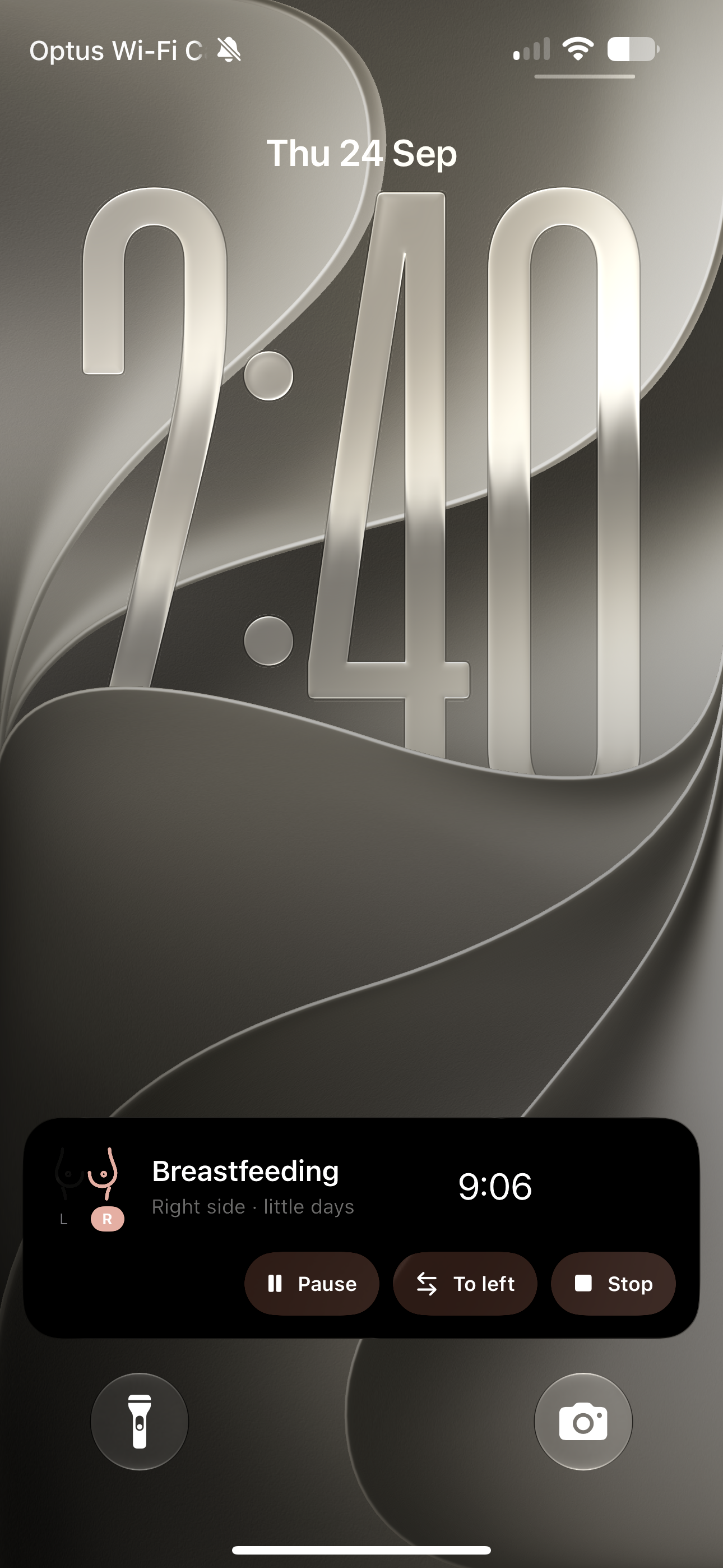 Breastfeeding Live Activity on the Lock Screen